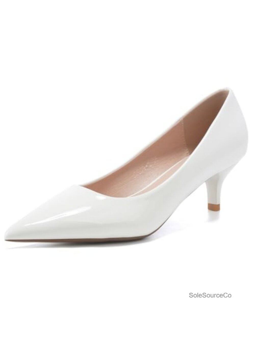 Pointed Toe Kitten Heel Pumps Faux Leather Dress Shoes